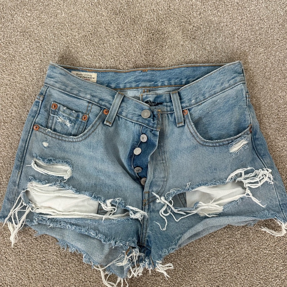 Levi's Light Blue Distressed Jean Shorts